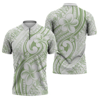 Hawaii Plumeria Lokelani Pikake Lei Zipper Polo Shirt Oma'oma'o Polynesian Tattoo LT9 - Polynesian Pride