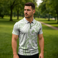 Hawaii Plumeria Lokelani Pikake Lei Zipper Polo Shirt Oma'oma'o Polynesian Tattoo LT9 - Polynesian Pride
