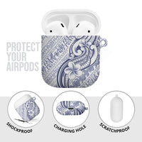 Hawaii Plumeria Lokelani Pikake Lei AirPods Case Navy Blue Polynesian Tattoo