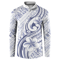 Hawaii Plumeria Lokelani Pikake Lei Button Sweatshirt Navy Blue Polynesian Tattoo LT9 Navy Blue - Polynesian Pride