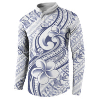 Hawaii Plumeria Lokelani Pikake Lei Button Sweatshirt Navy Blue Polynesian Tattoo LT9 - Polynesian Pride