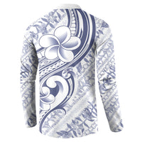 Hawaii Plumeria Lokelani Pikake Lei Button Sweatshirt Navy Blue Polynesian Tattoo LT9 - Polynesian Pride