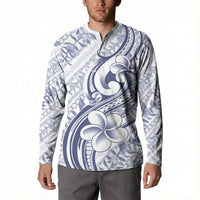 Hawaii Plumeria Lokelani Pikake Lei Button Sweatshirt Navy Blue Polynesian Tattoo LT9 - Polynesian Pride