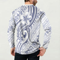 Hawaii Plumeria Lokelani Pikake Lei Button Sweatshirt Navy Blue Polynesian Tattoo LT9 - Polynesian Pride