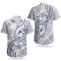 Hawaii Plumeria Lokelani Pikake Lei Couples Matching Summer Maxi Dress and Hawaiian Shirt Navy Blue Polynesian Tattoo LT9 - Polynesian Pride