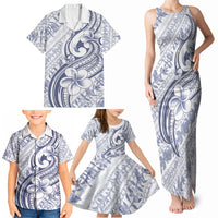 Hawaii Plumeria Lokelani Pikake Lei Family Matching Tank Maxi Dress and Hawaiian Shirt Navy Blue Polynesian Tattoo LT9 - Polynesian Pride