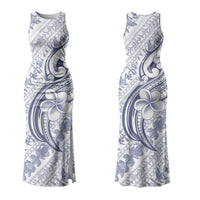 Hawaii Plumeria Lokelani Pikake Lei Family Matching Tank Maxi Dress and Hawaiian Shirt Navy Blue Polynesian Tattoo LT9 Mom's Dress Navy Blue - Polynesian Pride