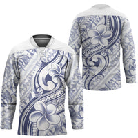 Hawaii Plumeria Lokelani Pikake Lei Hockey Jersey Navy Blue Polynesian Tattoo LT9 - Polynesian Pride