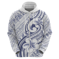 Hawaii Plumeria Lokelani Pikake Lei Hoodie Navy Blue Polynesian Tattoo