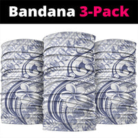 Hawaii Plumeria Lokelani Pikake Lei Neck Gaiter Navy Blue Polynesian Tattoo