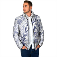 Hawaii Plumeria Lokelani Pikake Lei Padded Jacket Navy Blue Polynesian Tattoo LT9 - Polynesian Pride
