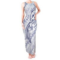 Hawaii Plumeria Lokelani Pikake Lei Tank Maxi Dress Navy Blue Polynesian Tattoo LT9 Women Navy Blue - Polynesian Pride