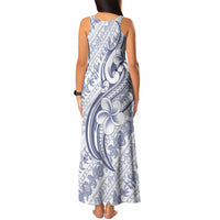 Hawaii Plumeria Lokelani Pikake Lei Tank Maxi Dress Navy Blue Polynesian Tattoo LT9 - Polynesian Pride