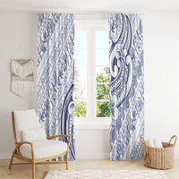 Hawaii Plumeria Lokelani Pikake Lei Window Curtain Navy Blue Polynesian Tattoo