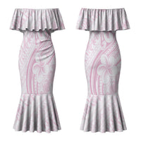 Hawaii Plumeria Lokelani Pikake Lei Couples Matching Mermaid Dress and Long Sleeve Button Shirt Poni Mama Polynesian Tattoo LT9 - Polynesian Pride