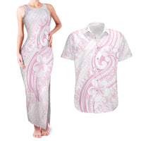 Hawaii Plumeria Lokelani Pikake Lei Couples Matching Tank Maxi Dress and Hawaiian Shirt Poni Mama Polynesian Tattoo LT9 Pink - Polynesian Pride