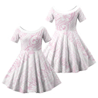 Hawaii Plumeria Lokelani Pikake Lei Family Matching Mermaid Dress and Hawaiian Shirt Poni Mama Polynesian Tattoo LT9 Daughter's Dress Pink - Polynesian Pride