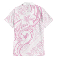 Hawaii Plumeria Lokelani Pikake Lei Family Matching Off Shoulder Short Dress and Hawaiian Shirt Poni Mama Polynesian Tattoo LT9 Dad's Shirt - Long Sleeve Pink - Polynesian Pride