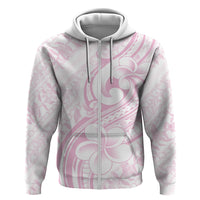 Hawaii Plumeria Lokelani Pikake Lei Hoodie Poni Mama Polynesian Tattoo LT9 Zip Hoodie Pink - Polynesian Pride