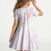 Hawaii Plumeria Lokelani Pikake Lei Kid Short Sleeve Dress Poni Mama Polynesian Tattoo LT9 - Polynesian Pride