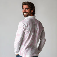 Hawaii Plumeria Lokelani Pikake Lei Long Sleeve Polo Shirt Poni Mama Polynesian Tattoo