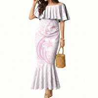 Hawaii Plumeria Lokelani Pikake Lei Mermaid Dress Poni Mama Polynesian Tattoo LT9 Women Pink - Polynesian Pride