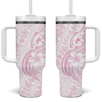 Hawaii Plumeria Lokelani Pikake Lei Tumbler With Handle Poni Mama Polynesian Tattoo LT9 One Size: 40 oz Pink - Polynesian Pride