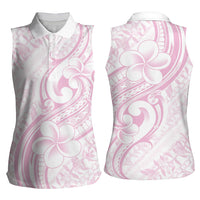 Hawaii Plumeria Lokelani Pikake Lei Women Sleeveless Polo Shirt Poni Mama Polynesian Tattoo