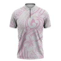 Hawaii Plumeria Lokelani Pikake Lei Zipper Polo Shirt Poni Mama Polynesian Tattoo LT9 Pink - Polynesian Pride