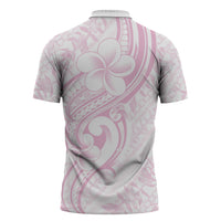 Hawaii Plumeria Lokelani Pikake Lei Zipper Polo Shirt Poni Mama Polynesian Tattoo