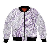 Hawaii Plumeria Lokelani Pikake Lei Bomber Jacket Poni Polynesian Tattoo LT9 Unisex Purple - Polynesian Pride