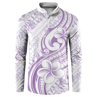 Hawaii Plumeria Lokelani Pikake Lei Button Sweatshirt Poni Polynesian Tattoo LT9 Purple - Polynesian Pride