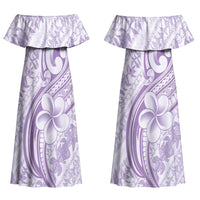 Hawaii Plumeria Lokelani Pikake Lei Couples Matching Off Shoulder Maxi Dress and Hawaiian Shirt Poni Polynesian Tattoo LT9 - Polynesian Pride