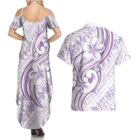 Hawaii Plumeria Lokelani Pikake Lei Couples Matching Summer Maxi Dress and Hawaiian Shirt Poni Polynesian Tattoo LT9 - Polynesian Pride