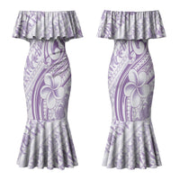 Hawaii Plumeria Lokelani Pikake Lei Family Matching Mermaid Dress and Hawaiian Shirt Poni Polynesian Tattoo LT9 Mom's Dress Purple - Polynesian Pride