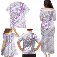 Hawaii Plumeria Lokelani Pikake Lei Family Matching Puletasi and Hawaiian Shirt Poni Polynesian Tattoo