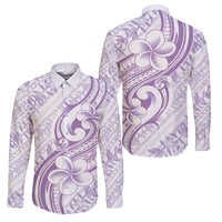 Hawaii Plumeria Lokelani Pikake Lei Family Matching Short Sleeve Bodycon Dress and Hawaiian Shirt Poni Polynesian Tattoo LT9 Dad's Shirt - Long Sleeve Purple - Polynesian Pride