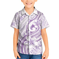 Hawaii Plumeria Lokelani Pikake Lei Kid Hawaiian Shirt Poni Polynesian Tattoo LT9 Kid Purple - Polynesian Pride