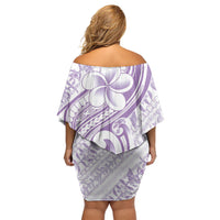 Hawaii Plumeria Lokelani Pikake Lei Off Shoulder Short Dress Poni Polynesian Tattoo LT9 - Polynesian Pride