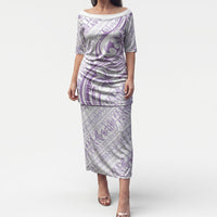 Hawaii Plumeria Lokelani Pikake Lei Puletasi Poni Polynesian Tattoo LT9 Long Dress Purple - Polynesian Pride