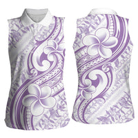 Hawaii Plumeria Lokelani Pikake Lei Women Sleeveless Polo Shirt Poni Polynesian Tattoo