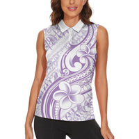 Hawaii Plumeria Lokelani Pikake Lei Women Sleeveless Polo Shirt Poni Polynesian Tattoo