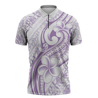 Hawaii Plumeria Lokelani Pikake Lei Zipper Polo Shirt Poni Polynesian Tattoo