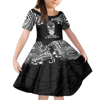 Personalised New Zealand Te Reo Maori Family Matching Long Sleeve Bodycon Dress and Hawaiian Shirt Kia Kaha Maori Language Week Black Style LT9 Daughter's Dress Black - Polynesian Pride