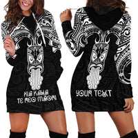 Personalised New Zealand Te Reo Maori Hoodie Dress Kia Kaha Maori Language Week Black Style LT9 - Polynesian Pride