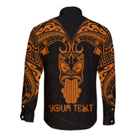 Personalised New Zealand Te Reo Maori Long Sleeve Button Shirt Kia Kaha Maori Language Week Gold Style LT9 - Polynesian Pride