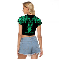 Personalised New Zealand Te Reo Maori Raglan Cropped T Shirt Kia Kaha Maori Language Week Green Style LT9 - Polynesian Pride