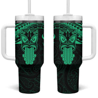 Personalised New Zealand Te Reo Maori Tumbler With Handle Kia Kaha Maori Language Week Green Style