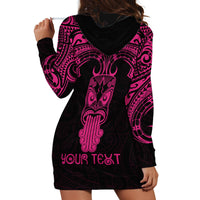 Personalised New Zealand Te Reo Maori Hoodie Dress Kia Kaha Maori Language Week Pink Style LT9 - Polynesian Pride