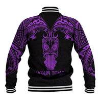 Personalised New Zealand Te Reo Maori Baseball Jacket Kia Kaha Maori Language Week Purple Style LT9 - Polynesian Pride